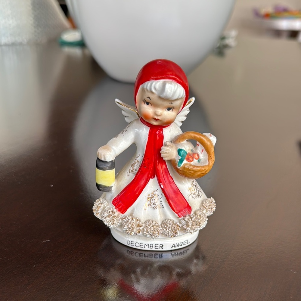 Norcrest December Angel Figurine with Red Scarf